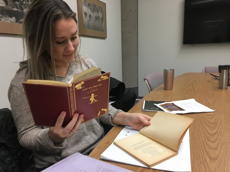 ENGL WRIT 2223 student Nicole Leggat doing research in the MacDonald Collection